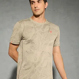 Technosport Abstract Printed Antimicrobial Jacquard Slim Fit T-shirt With Double Cool-image-50