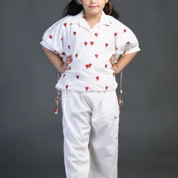 Chanda Mama Girls Embroidered Pure Cotton Kaftan Top With Trouser-image-10
