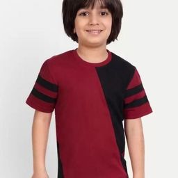 Rotaqo Boys Colourblocked Round Neck T-shirt-image-79