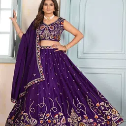 MISS CLOTHING Embroidered Sequinned Ready to Wear Lehenga & Choli With Dupatta-picture-42