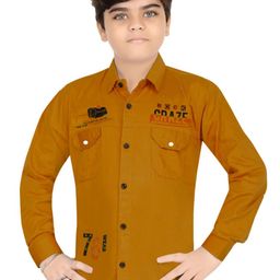 BAESD Boys Classic Fit Typography Printed Spread Collar Cotton Casual Shirt-image-98