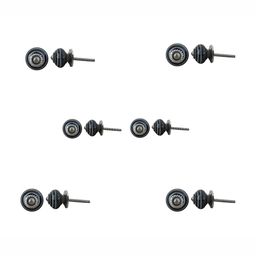 Indianshelf 6-Pcs White & Black Ceramic Stripe Printed Knobs-image-49