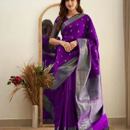 AMRUTKALA SAREES Ethnic Motifs Woven Design Zari Banarasi Saree with Blouse Piece-image-53