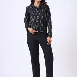 JISORA Printed Pure Cotton Crop Top With Trouser & Jacket-picture-10