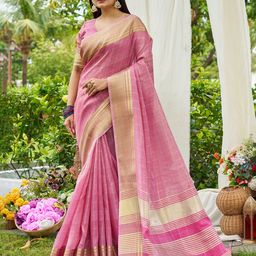 all about you Checked Woven Design Zari Tissue Saree-picture-23