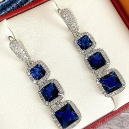 The Pari Rhodium-Plated American Diamond Studded Square Shaped Hoop Earrings-image-79