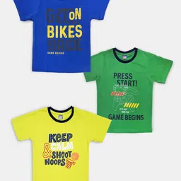Here&Now X Game Begins Boys Pack of 3 Assorted Typography Printed T-shirts-11