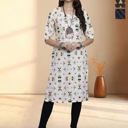 HERE&NOW Women Ethnic Motifs Printed Crepe Kurta-41