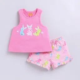SNUGGLY MONKEY Girls Printed Pure Cotton Top With Shorts-image-77
