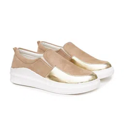 PLANET WALK Women Colourblocked Suede Slip-On Sneakers-image-77