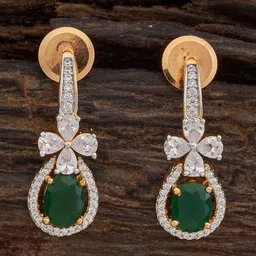 Kushal's Fashion Jewellery Gold Plated Zircon Studded Circular Drop Earrings-image-94
