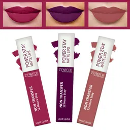 FORFOR Power Stay Set Of 3 Non Transfer Liquid Matte Lipstick - 5ml Each -03-10-21 image 5