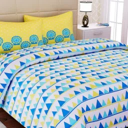 sej by nisha gupta White Geometric 160 TC Cotton Queen Sized Bed Sheets with 2 Pillow Covers-picture-6