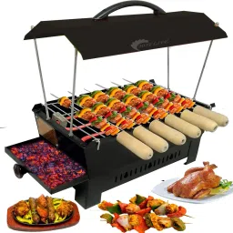 BBQ-96014 Style Electric Charcoal Barbeque Grill & Tandoor with 6 Wooden Handle Skewers Stainnless Steel Tong Electric Grill Electric Tandoor-picture-17