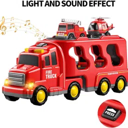 zuuluzrs 5 in 1 Friction Powered Fire Truck Toy with Music Toy With Pullback Function-picture-17