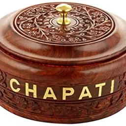 Wooden Chapati Box Stainless Steel Sheesham Hand Carved Wood Casserole Serve Casserole-6