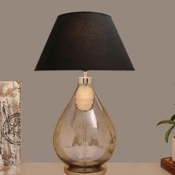 kapoor lampshades Albany Black Cotton Shade Night Lamp With Metal & Glass Base-picture-22