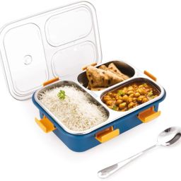 Stainless Steel Lunch Box 3 Compartment 3 Containers Lunch Box-image-91