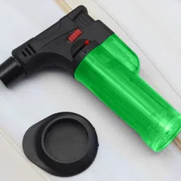 trustship Windproof Turbo Jet Flame Cigarette Cigar Lighter with Stand, Flame Lock Button and Flame Adjustable Button | Green, Refillable Butane Gas Pocket Lighter image 3