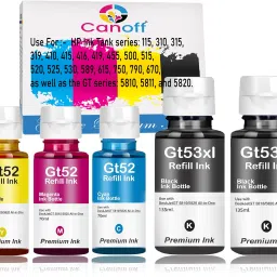 canoff GT51/53XL Refill Ink(135mlX2Black+70ml Tricolor)Compatible For HP GT5810 Printer Black + Tri Color Combo Pack Ink Bottle-image-33