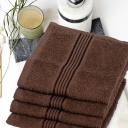 KOPA Set Of 4 Brown Solid 380GSM 100% Cotton Hand Towels-6