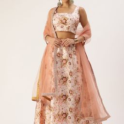 Ethnovog Printed Ready to Wear Lehenga & Unstitched Blouse With Dupatta-image-26