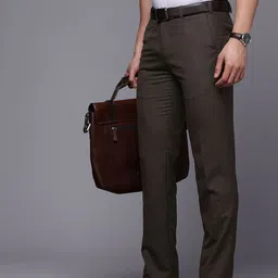 Raymond Men Striped Slim Fit Formal Trousers-image-30