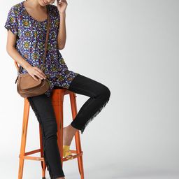 Style Quotient Women Blue & White Printed A-Line Top-5