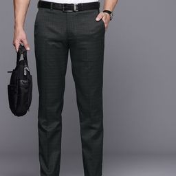 Raymond Men Checked Slim Fit Formal Trousers-image-60