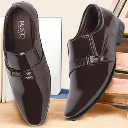 FAUSTO Men Formal Slip On Shoes With Buckle Strap-picture-33
