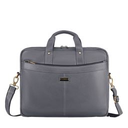 WildHorn Men Grey Leather Laptop Bag-27