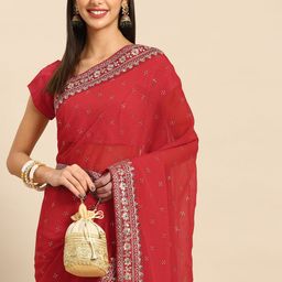 Anouk Floral Sequinned Saree-image-34