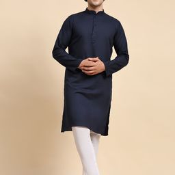 Enciger Men Blue Pure Cotton Kurta with Pyjamas-picture-33