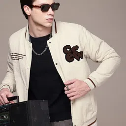 The Roadster Life Co. Stand Collar Embroidered Detail Bomber Jacket-14