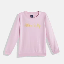 Allen Solly Junior Girls Pink & Yellow Brand Logo Print Sweatshirt-image-53