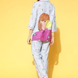 Bannos Swagger Women Stunning Blue Graphic Printed Night Suit-image-76