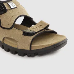 Woodland Men Khaki Leather Textured Comfort Sandals image 5