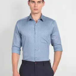 Arrow Blue Cotton Regular Fit Printed Shirt-picture-13