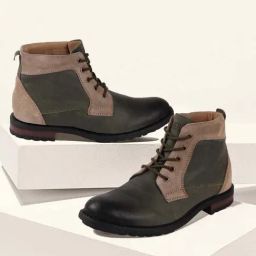 Fausto Men's Olive Derby Boots-image-89