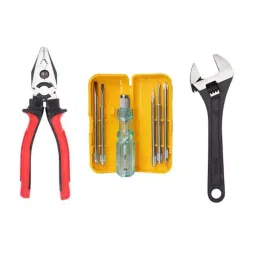 Hillgrove 203.2 mm (8 Inch) Universal Multi-Function Adjustable Wrench, 5-in-1 Screwdriver Set & 203.2 mm (8 Inch) Combinational Plier Combo, HGCM441M1-9