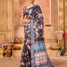KALINI Floral Linen Blend Saree-picture-8