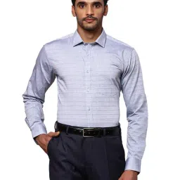 Park Avenue Grey Slim Fit Striped Shirt-picture-4