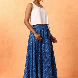 Jaipur Kurti Checked Embroidered Pure Cotton Maxi Skirt-picture-28