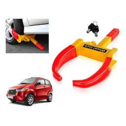 Auto Pearl Claw Type Adjustable Anti Theft Yellow, Red Wheel Clamp Lock for Mahindra Reva E2O T2-image-65