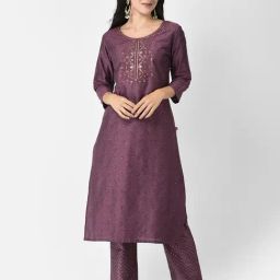Span Purple Printed Straight Kurta-image-44