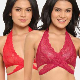 N-Gal Red Lace Work Bralette Bras - Pack Of 2-picture-25