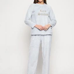 MADAME Grey Graphic Print Sweatshirt With Pyjamas-image-19