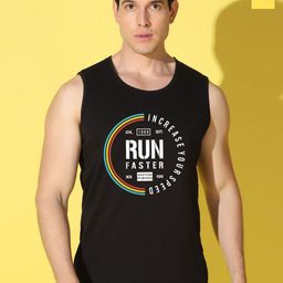 WOOSTRO Pack Of 2 Printed Super Combed Cotton Gym Vests VWS26(RUN BLACK)(BKLN YELLOW)-15