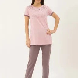 Sweet Dreams Pink Cotton Printed Top Pyjama Set-image-108