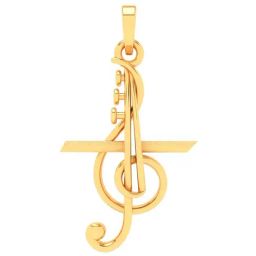 P.C. Chandra Jewellers 14k Yellow Gold Special Musical Note Pendant-image-90